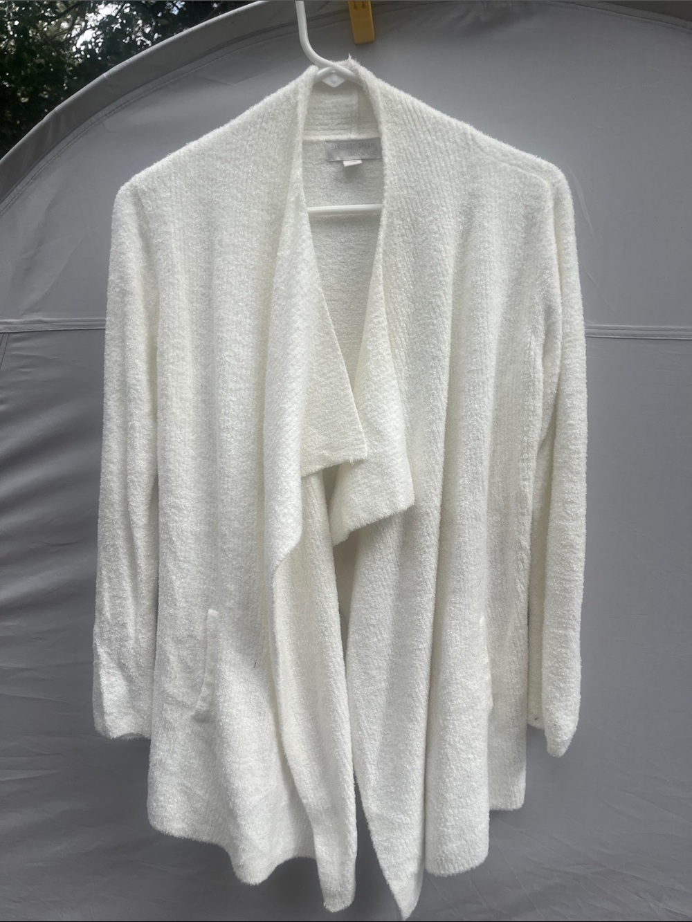 Barefoot Dreams White Cozy Open-Front Waterfall Cardigan